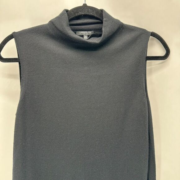 Lafayette 148 New York Cashmere Silk Sweater Top Womens S Black Knit Preppy City - Picture 2 of 10